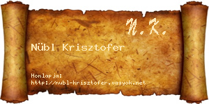 Nübl Krisztofer névjegykártya